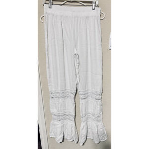 Salty Lemon Pants Womens L White Boho Pirate Pantaloons Prairie Bloomers gauzy